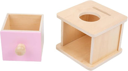 Adena Montessori Infant Toddlers Coin Box Montessori Toys for 6-12 Months Babies 1 Year 2 Year Old (2 in 1,Coin&Ball, Pink Door)
