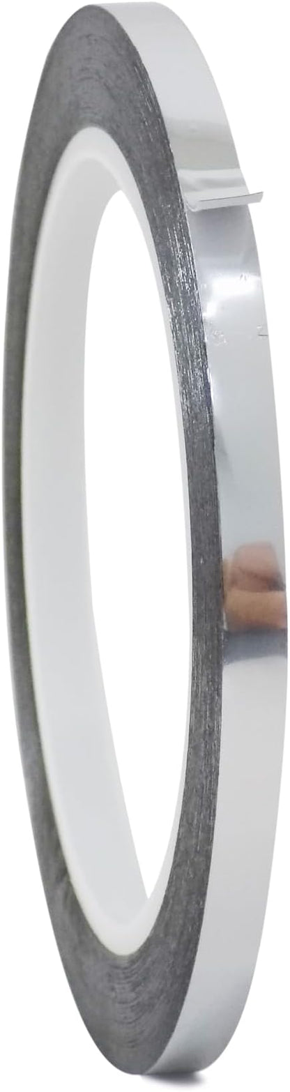 WOD MPFT2 Silver Metalized Polyester Mylar Film Tape with Acrylic Adhesive, 1/8 inch x 72 ft. Vibrant Mirror Silver Tape, Decor Tape for Detailing Accent Wall, Graphic Arts, Car and Boat Trim