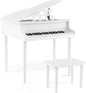 HONEY JOY Classical Kids Piano, 30-Key Mini Grand Piano with Music Stand and Bench, Wooden Musical Instrument Toy w/Lid & Music Rack, Gift for Boys Girls Ages 3+ (4 Straight Leg-White)