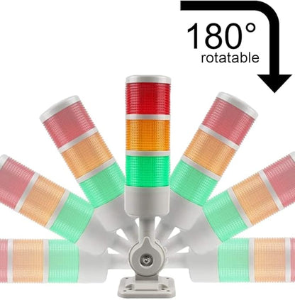 Led Signal Tower Stack Lights, Industrial Signal Warning Column Tower Lamp Andon Lights with Rotatable Base, Steady Flashing Light Switchable,12V 24V DC(1-Layer, with Buzzer)