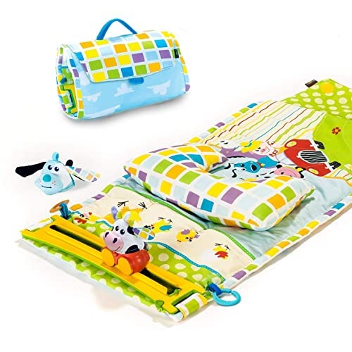 Yookidoo Baby Gym and Play Mat - 3 Stage Accessory Gym with Motorized Robot Track - 20 Development Activities - Age 0-12 Months (Tummy Time Playmat)