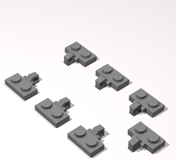 Classic Building Hinge Plate Bulk, 1x2 Locking with 1 Finger on Side with Groove 200 Piece, Compatible with Lego Parts and Pieces: (Color:Dark Gray)