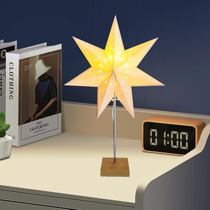 Bedside Table Lamp Paper and Chrome Standing Lamp Room Decoration Festival Lantern Light Nightstand Desk Lamp Bedroom Dresser Living Kids Room College Dorm Coffee (White, 24.8"x16.9"x7.09")