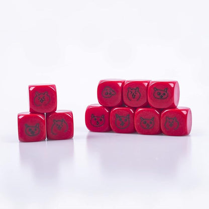 22MM Rounded Blank Six Sided Dice Lianshi Teaching Created Sesources Game Teaching Plastic Cubes Four Colors Choosable (10Pcs, Red)