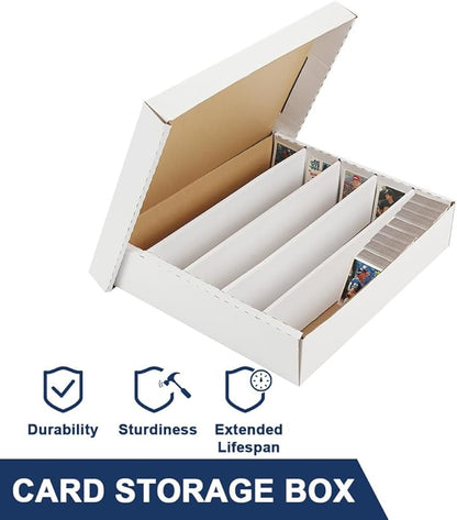 CROSSDESIGN Graded Card Storage Box Sport Trading Card Corrugated Cardboard Holder Container Holds 5000 Count(White Corrugated Paper)