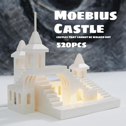 AIYIMUSIDEEN White Moebius Castle Building Block，Architecture Building Blocks Suitable for Adults