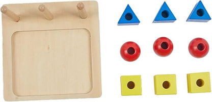 Adena Montessori Inspired Colored Solids on Dowels - Shape Sorting Toy Designed for 1-3 Years Old Toddlers