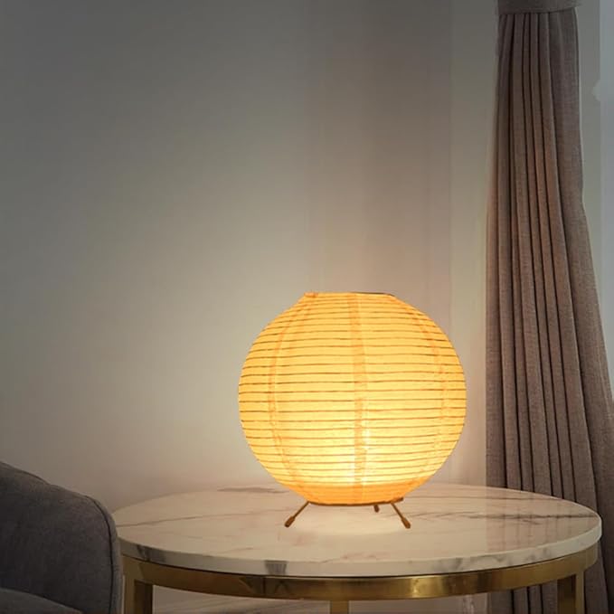 Battery Operated Lamp Bedside Table Lamp Paper and Chrome Standing Lamp Room Decoration Festival Lantern Light Nightstand Desk Lamp Bedroom Dresser Living Kids Room College Dorm Coffee