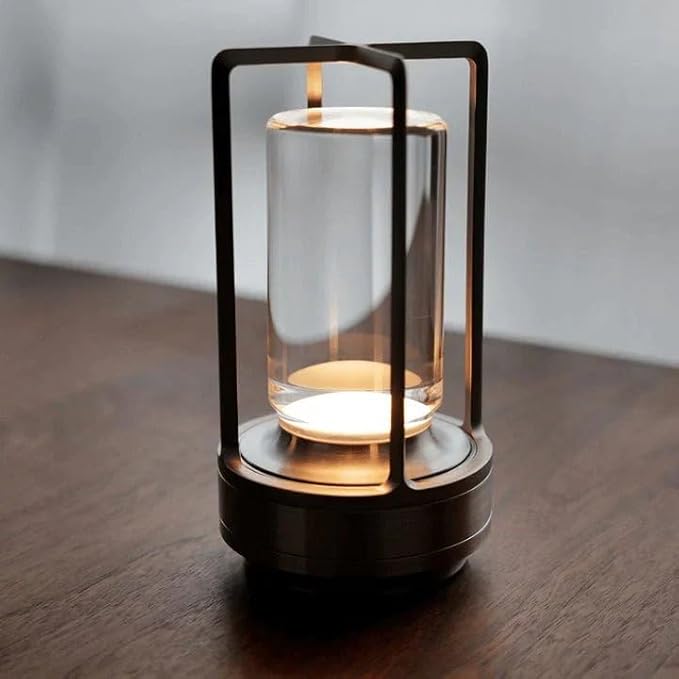 Klarako Crystal Lantern Lamp – Modern Cordless Rechargeable Bedside & Outdoor Light, Portable Wireless Lamp – Dimmable Touch Control – Luxury Living Room & Hotel-Style Lighting (Black, 20-Pack)