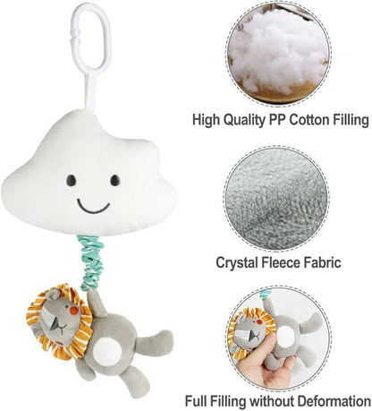 Baby Hanging Musical Toy with Music Box, Baby Lullaby Pull Musical Sensory Toys for Babies Boys and Girls, Clip On Babies Pram Pushchair Cribs Strollers Car Seats Toys, Cloud