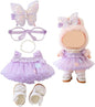 Clothes for Labubu Doll,Clothes for Dolls Accessories,Butterfly Tulle Skirt Purple 5 Pieces Outfit Set Suitable for Labubu 15cm 17cm Doll,Adorable Dress-Up Accessories for Labubu Doll
