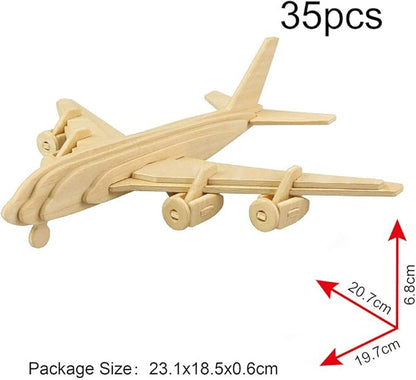 Georgie Porgy 3D Wooden Puzzles for Kids Toys Construction Woodcraft Kits DIY Model Puzzle Kits Birthday Gifts Pack of 2 (Civil Airplane Yacht)