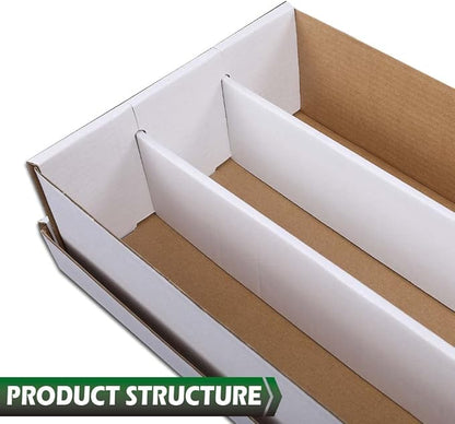 GRAND ORANGE 3Row 3000 Count Trading Card Storage Box Corrugated Cardboard Trading Card Coin Slabs Storage Box White Divider
