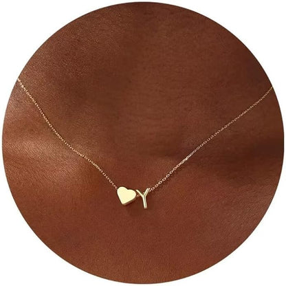 Turandoss Heart Initial Necklace for Women Teen Girls - 18K Gold Plated Letter A-Z Pendant Necklace Dainty Heart Necklaces Tiny Initial Necklaces Birthday Gifts for Women Jewelry
