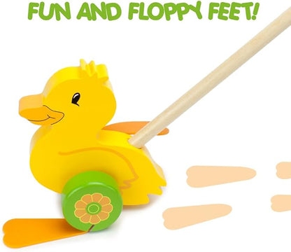 Wooden Wonders Push-n-Pull Waddling Duckling with Rubber Feet by Imagination Generation