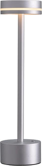 PUSU Portable Table Lamp Battery Powered LED Lamp Cordless Table Lights 3-Level Brightness Touch Control, for Home Office Bedroom Hotel Room Restaurant Outdoor(Silver)