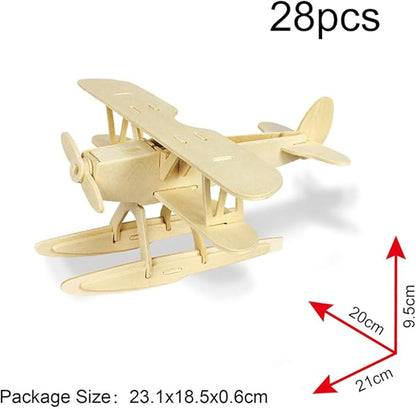Georgie Porgy 3D Wooden Puzzles for Kids Toys Construction Woodcraft Kits DIY Model Puzzle Kits Birthday Gifts Pack of 6 (Airplane Bus Sports Car Pirate Ship Truck Motorcycle)
