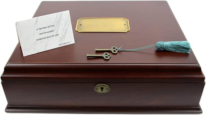 Antico Wooden Lockable Memory and Treasure Box for Keepsakes, Photos, Letters, Jewelry and More