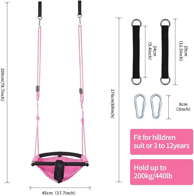 Toddler Swing & 2-in-1Baby Swing - Adjustable Rope Swing Seat for Kids Indoor & Outdoor Durable Backyard Swing Set for Infants & Toddlers(Pink)