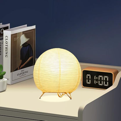 Bedside Table Lamp Paper and Chrome Standing Lamp Room Decoration Festival Lantern Light Nightstand Desk Lamp Bedroom Dresser Living Kids Room College Dorm Coffee (White)