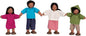 PlanToys® Wooden Dollhouse Family Set – Medium Skin Tone | Father, Mother, Son & Daughter Poseable Figurines | 1:12 Scale Wooden Dollhouse Accessories for Pretend Play