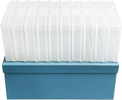 novelinks Photo Case 4" x 6" Photo Storage Box - 10 Inner Picture Storage Container (Sky Blue, 2 Pack)