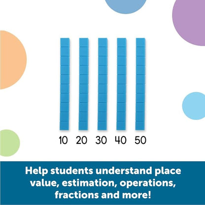 Learning Resources Plastic Base Ten Rods, Early Math, Counting Toys, Homeschool Supplies Set of 50, Ages 6+