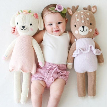 cuddle + kind Violet The Fawn Regular 20" Hand-Knit Doll – 1 Doll = 10 Meals, Fair Trade, Heirloom Quality, Handcrafted in Peru, 100% Cotton Yarn