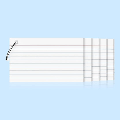 250 Count White Index Cards 3x5 Inch with Key Ring, 180gsm Heavyweight Flash Card (50 Sheets Each), Durable & Portable Note Taking for Students, Teachers, Study Note Cards for Office Home School