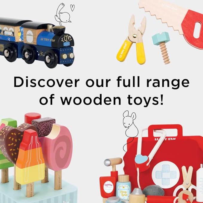 Le Toy Van - Cars & Construction - London Double Decker Bus - Wooden Bus - Role Play Toy - Suitable for Girls & Boys Age 3+, Red