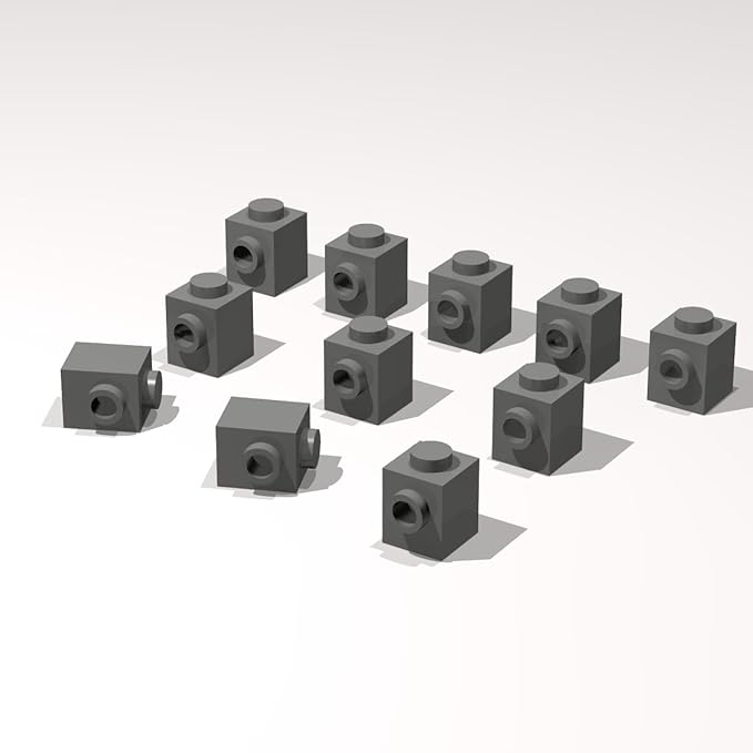 Classic Building Brick Bulk, 1x1 with Stud on Side 260 Piece, Compatible with Lego Parts and Pieces: (Color:Dark Gray)