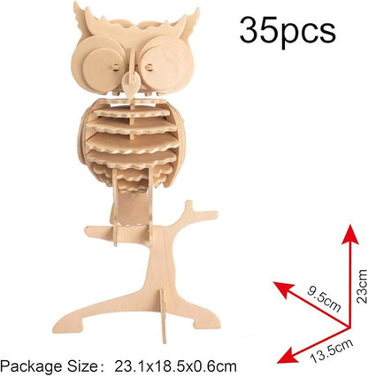 Georgie Porgy 3D Wooden Puzzles for Kids Toys Construction Woodcraft Kits DIY Model Puzzle Kits Birthday Gifts Pack of 6 (Bee Owl Butterfly Unicorn Sea Turtle Dolphin)