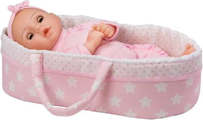 Adora Adoption Babies Essentials, 8-Piece Adoption Baby Doll Accessories and Bunny Toy includes Pink Bassinet, Ruffled Onesie, Headband, Blanket, and Bottle Birthday Gift For Ages 3+ - It's A Girl