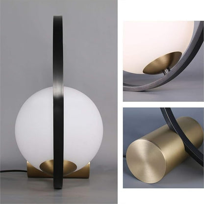KCO Lighting Mid Century Modern Nightstand Lamp Black Metal Table Globe Desk Round Nightstand Large Glass Table Lamps for Living Room Bedside Office