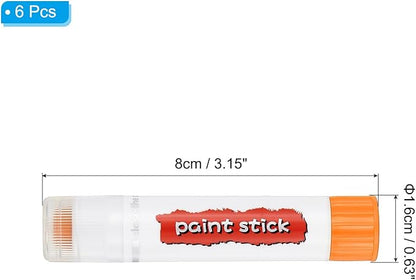 PATIKIL Tempera Paint Sticks, 6 Pcs Solid Tempera Paints Sticks Washable Bulk Markers Pen Quick Drying for Artists Beginners Art Supplies, Orange