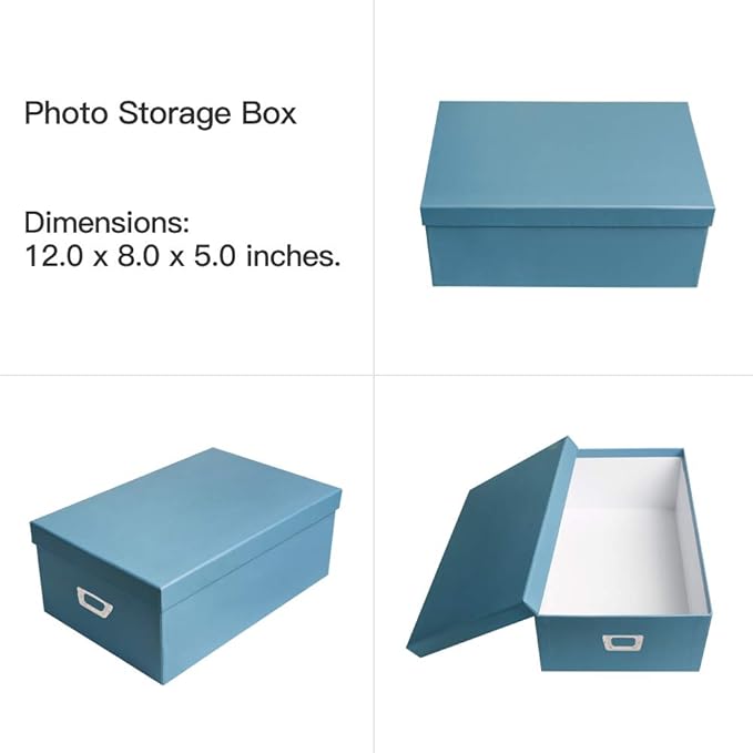 novelinks Photo Case 4" x 6" Photo Storage Box - 10 Inner Picture Storage Container Photo Organizer Case Picture Box Storage Photo Craft Keeper (Sky Blue)