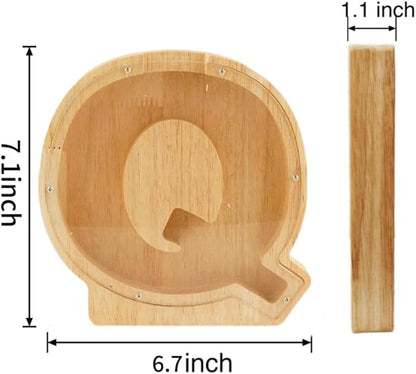Twenty-six English Alphabet A-Z Letter Piggy Bank,Large-Capacity Transparent Wooden Alphabet Piggy Bank，Personalized Coin Savings Box, Name DIY Creative Purchase Combination.