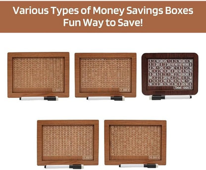 10000 Savings Challenge Box, Money Saving Box with Money Target and Numbers, Cash Vault Wooden Savings Box, Wooden Money Box, Coin Counter Piggy Bank for Adults, Wooden Coin Bank for Kids 3,000