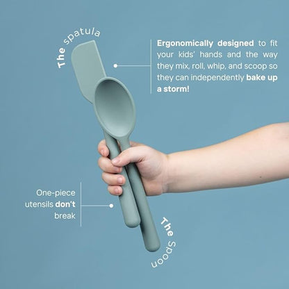 Tampoco Real Kids Cooking & Baking Set – Montessori Kitchen Tools for Real Cooking with Food-Safe Silicone Utensils – Functional & Fun Gift for Young Chefs