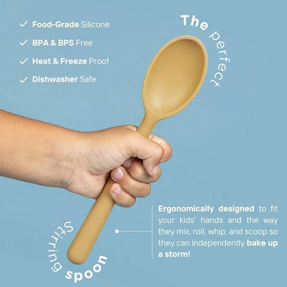 Tampoco Real Kids Cooking & Baking Set – Montessori Kitchen Tools for Real Cooking with Food-Safe Silicone Utensils – Functional & Fun Gift for Young Chefs