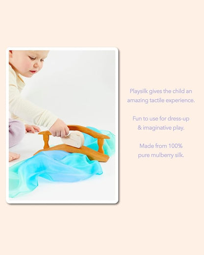 Sarah's Silks - Set of 2 Mini Playsilks, 100% Silk 21" Square Scarf for Dance, Movement and Pretend Play - Blossom and Sea