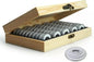 50pcs Coins Capsules for 18/21/25/27/30mm Coins w/Wood Display Storage Box Case