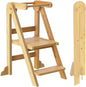 Toddler Tower, Foldable Step Stool for Toddlers, Toddler Kitchen Stool Helper with 3 Adjustable Height Safty Rail and Anti-Tip Structure, Learning Tower for Toddlers Baby Kids