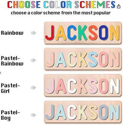 Personalized Name Puzzle for Kids, Personalized Baby Gifts Name Puzzles for Toddlers 1-3, 1st Birthday for Girls & Boys Wooden Alphabet & Shape Puzzle Montessor Toys for Kids