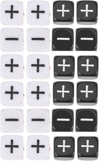 STOBOK 24Pcs Math Dice, 6 Sided Games Dice for Preschoolers, Dices Minus Plus Table Games Dice for Classroom/Party