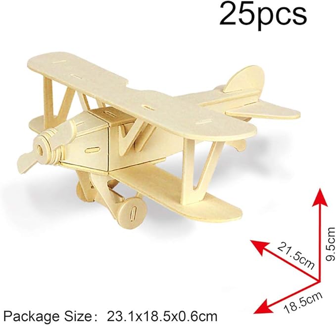 Georgie Porgy 3D Wooden Puzzles for Kids Toys Construction Woodcraft Kits DIY Model Puzzle Kits Birthday Gifts Pack of 3 (Biplane Helicopter Civil Airplane)