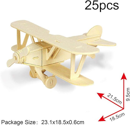 Georgie Porgy 3D Wooden Puzzles for Kids Toys Construction Woodcraft Kits DIY Model Puzzle Kits Birthday Gifts Pack of 3 (Biplane Helicopter Civil Airplane)