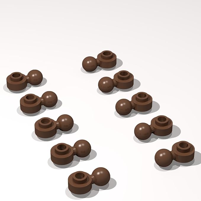 Classic Building Plate Bulk, Round 1x1 with Tow Ball with Shaped Hole 120 Piece, Compatible with Lego Parts and Pieces: (Color:Brown)