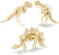 Georgie Porgy 3D Wooden Puzzles for Kids Toys Construction Woodcraft Kits DIY Model Puzzle Kits Birthday Gifts Pack of 3 (T-Rex Spinosaurus Stegosaurus)