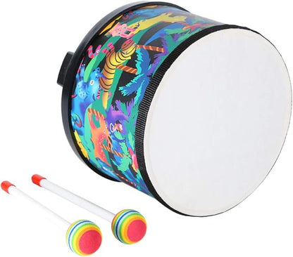 Floor Tom Drum for Kids 8 inch Percussion Instrument Music Drum with 2 Mallets for Baby Children Special Christmas Birthday Gift, Black
